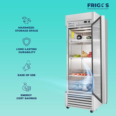 Frigos FG-RF-1D 27" Solid Single Door Commercial Refrigerator 21 Cu Ft - Stainless Steel Exterior ETL Certified with LED Lighting - Commercial Cooler 1/6 HP Compressor Included Liftgate in Kuwait