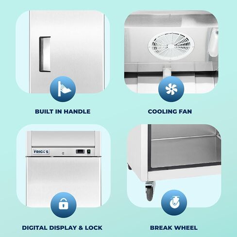 Frigos FG-RF-1D 27" Solid Single Door Commercial Refrigerator 21 Cu Ft - Stainless Steel Exterior ETL Certified with LED Lighting - Commercial Cooler 1/6 HP Compressor Included Liftgate in Kuwait