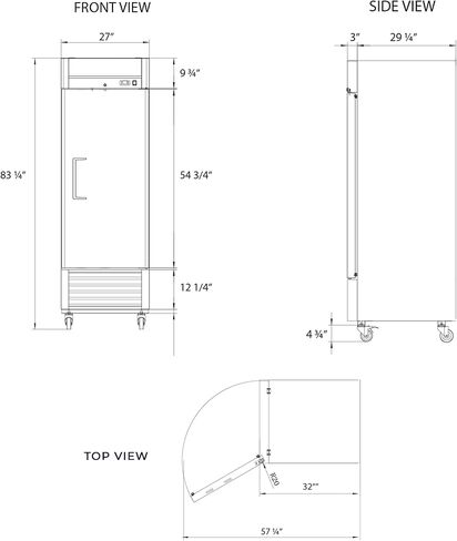 Frigos FG-RF-1D 27" Solid Single Door Commercial Refrigerator 21 Cu Ft - Stainless Steel Exterior ETL Certified with LED Lighting - Commercial Cooler 1/6 HP Compressor Included Liftgate in Kuwait