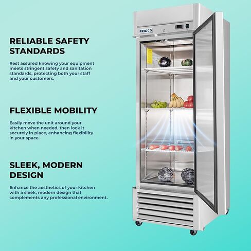 Frigos FG-RF-1D 27" Solid Single Door Commercial Refrigerator 21 Cu Ft - Stainless Steel Exterior ETL Certified with LED Lighting - Commercial Cooler 1/6 HP Compressor Included Liftgate in Kuwait