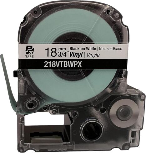 خرطوشة شريط أصلية Epson LABELWORKS 218VTBWPX-5PK - عبوة من 5 وحدات من شريط صانع الملصقات الصناعية من الفينيل المرن والمتين باللون الأسود على الأبيض - عرض 3/4 بوصة (18 مم)، 22.9 قدمًا - 5 عبوات in Saudi Arabia