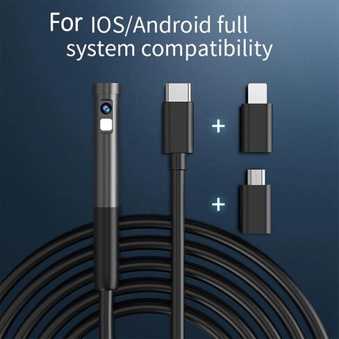 Relogic TypeC Endoscope 7.9mm Camera, IP67, Built in LED Lights, for Android iOS, Ideal for HVAC Inspection, Automotive Parts Assembly (Dual Lens) in Saudi Arabia