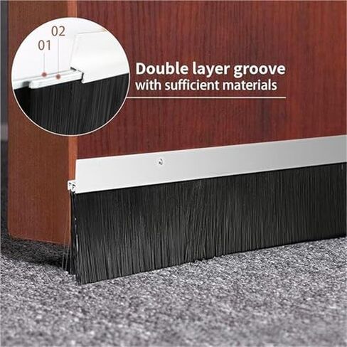 100cm Aluminum Alloy Strip Brush - Industrial Dust Seal for Cabinet Doors, Water Retaining Tool, Bottom Sealing Strip (20cm, F, 250mm) - Durable & Effective Dust Prevention in Saudi Arabia