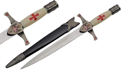 SZCO Supplies 15.75" Replica Red Cross Crusader Dagger with Adorned Scabbard,White in Saudi Arabia