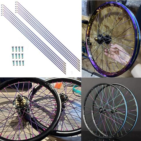 Dazzle Colour Stainless Steel Spokes 260mm/10.2 Inch 14G MTB Bike Spokes Bicycle Spoke Nipples with 12mm Spoke Caps for Road Bikes Mountain Bicycle in Saudi Arabia