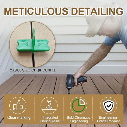 8 Pcs Deck Spacers Tool Set, 4 Thickness Options (1/16", 1/8", 3/16", 1/4") Deck Board Spacers for Composite Decking, Pressure Treated Lumber, PVC & Hardwood Boards (Green) in Saudi Arabia