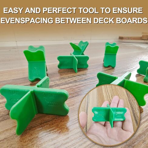 8 Pcs Deck Spacers Tool Set, 4 Thickness Options (1/16", 1/8", 3/16", 1/4") Deck Board Spacers for Composite Decking, Pressure Treated Lumber, PVC & Hardwood Boards (Green) in Saudi Arabia