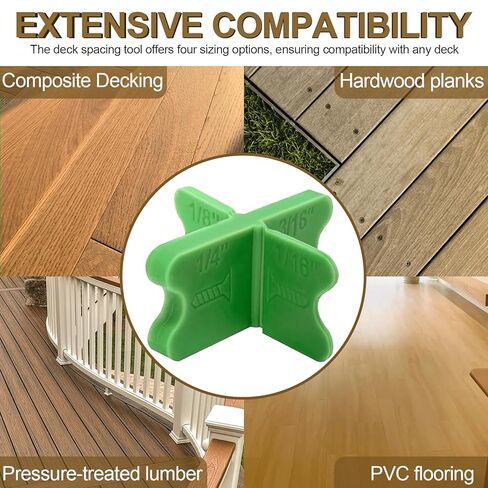 8 Pcs Deck Spacers Tool Set, 4 Thickness Options (1/16", 1/8", 3/16", 1/4") Deck Board Spacers for Composite Decking, Pressure Treated Lumber, PVC & Hardwood Boards (Green) in Saudi Arabia