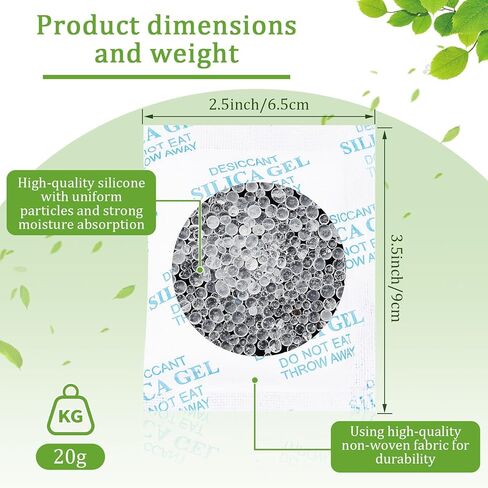 100 قطعة 20 جرام من عبوات جل السيليكا عبوات مجففة لتخزين الطعام الآمن وحزم امتصاص الرطوبة للتوابل والمجوهرات والملابس والأحذية وخزائن البذور الإلكترونية، إلخ in Kuwait