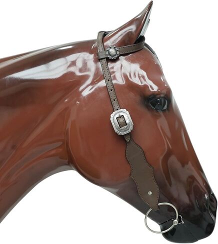 مجموعة أدوات تثبيت على الرأس وياقة الصدر من Western للخيول، جلد بقر أصلي من الأرجنتين بلون بني داكن سادة، مجموعة كلاسيكية مصنوعة يدويًا in Kuwait