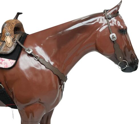 مجموعة أدوات تثبيت على الرأس وياقة الصدر من Western للخيول، جلد بقر أصلي من الأرجنتين بلون بني داكن سادة، مجموعة كلاسيكية مصنوعة يدويًا in Kuwait