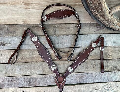 مجموعة Hulara من الجلد البرتقالي المحبب العلوي واللجام الغربي وطوق الصدر، مجموعة تثبيت الرأس وطوق صدر الحصان، طوق صدر الحصان الغربي، مجموعات اللجام الغربي، حامل رأس الحصان وطوق الثدي in Kuwait