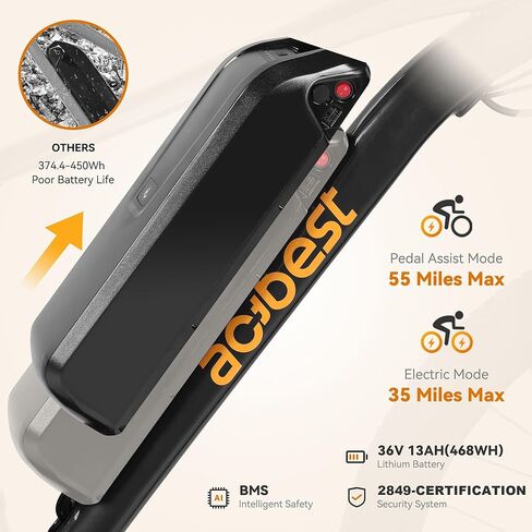 دراجة كهربائية ACTBEST Apex للبالغين، دراجة جبلية كهربائية ذات 21 سرعة مع محرك ذروة 1200 وات، سرعة قصوى 28 ميل في الساعة، بطارية قابلة للإزالة 48 فولت، دراجة E، نطاق أقصى 55 ميل للاستخدام الحضري والخارجي in Kuwait