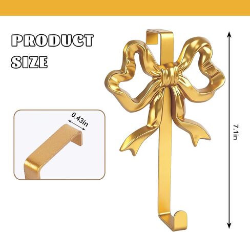 JarThenaAMCS 2Pcs Valentine's Day Gold Bow Over The Door Hooks Metal Door Hanger Hook Coquette Towel Coat Hanger for Home Kitchen Bedroom Bathroom Decor in Saudi Arabia