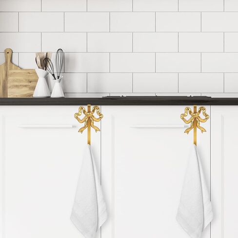 JarThenaAMCS 2Pcs Valentine's Day Gold Bow Over The Door Hooks Metal Door Hanger Hook Coquette Towel Coat Hanger for Home Kitchen Bedroom Bathroom Decor in Saudi Arabia