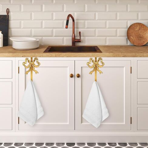 JarThenaAMCS 2Pcs Valentine's Day Gold Bow Over The Door Hooks Metal Door Hanger Hook Coquette Towel Coat Hanger for Home Kitchen Bedroom Bathroom Decor in Saudi Arabia