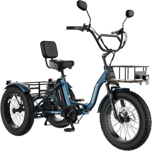 دراجة ثلاثية العجلات كهربائية بإطار سميك 1000 وات 4 بوصات من MOONCOOL للبالغين، 48 فولت 14.5 أمبير في الساعة من الألومنيوم لجميع التضاريس 20 بوصة، تعليق أمامي، 7 سرعات، 400 رطل أقصى حمولة in Kuwait