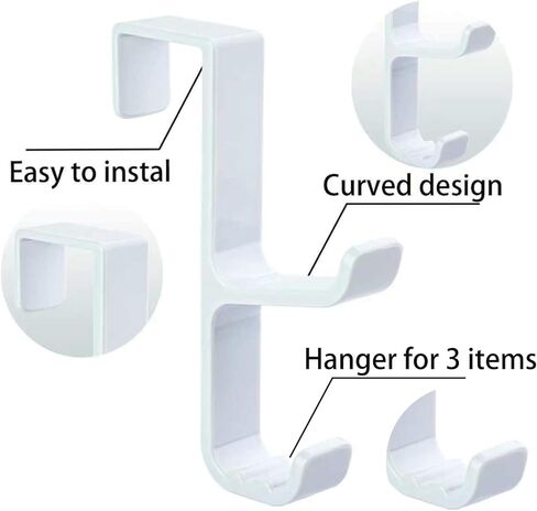 NewTalent Set of 2 Over The Door Hook for Hat and Coat (White), Over The Door Hooks for Hangers, Door Hanger Hooks, Storage Organizers in Saudi Arabia