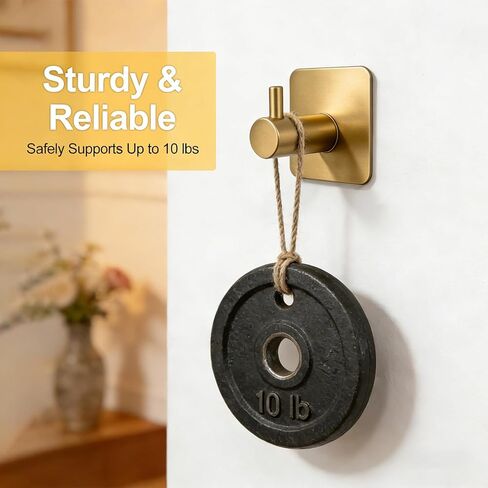 2 Pack Large Heavy Duty Adhesive Hooks, Waterproof Self Adhesive Wall Hangers for Hanging Towel Coat Keys, Strong Sticky Hooks for Bathroom Shower Kitchen Door Outdoor Home Utility （Gold in Saudi Arabia