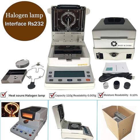 Fast Lab Moisture Analyzer Electronic Moisture Analyzer for Food papermaking Mining Industries Capacity 110g Readability 0.005g 0.10% in Saudi Arabia