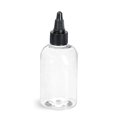 SKS Bottle & Packaging Clear PET Boston Round 4 Oz Bottles with Black LDPE Twist Top Caps - Ideal as Glue Bottles, Tattoo Ink & Paint Containers, 24/Bag - Made in USA, 20/410 Neck Finish in Kuwait