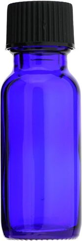 12 Pieces Boston Round 1/2 OZ 15 ML Cobalt Blue Glass Bottles with Poly Cone Lined Black CAPS in Kuwait