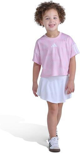 adidas Girls’ Short Sleeve Top and Skort Set – Soccer-Inspired Two-Piece Outfit with Built-In Bike Shorts in Saudi Arabia