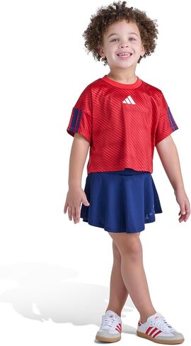 adidas Girls’ Short Sleeve Top and Skort Set – Soccer-Inspired Two-Piece Outfit with Built-In Bike Shorts in Saudi Arabia