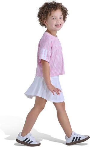 adidas Girls’ Short Sleeve Top and Skort Set – Soccer-Inspired Two-Piece Outfit with Built-In Bike Shorts in Saudi Arabia