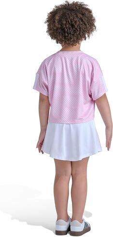 adidas Girls’ Short Sleeve Top and Skort Set – Soccer-Inspired Two-Piece Outfit with Built-In Bike Shorts in Saudi Arabia