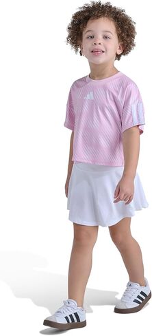 adidas Girls’ Short Sleeve Top and Skort Set – Soccer-Inspired Two-Piece Outfit with Built-In Bike Shorts in Saudi Arabia