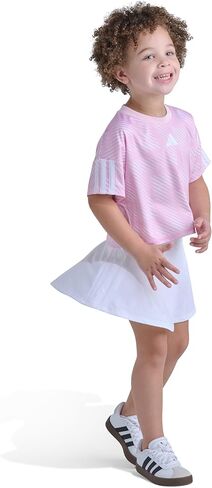 adidas Girls’ Short Sleeve Top and Skort Set – Soccer-Inspired Two-Piece Outfit with Built-In Bike Shorts in Saudi Arabia