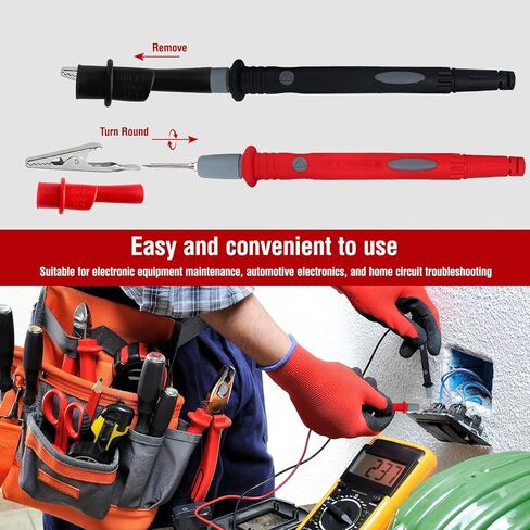 Professional Multimeter Test Leads Kit,Extra-Long Soft Silicone Meter Leads 1000V 20A, High Temperature, Freeze & Tear Resistant for Fluke, Klein,AstroAI, Interchangeable Hard & Soft Probe Tips in Kuwait