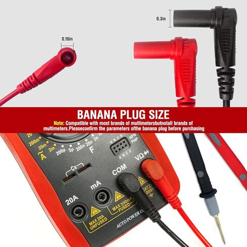 Professional Multimeter Test Leads Kit,Extra-Long Soft Silicone Meter Leads 1000V 20A, High Temperature, Freeze & Tear Resistant for Fluke, Klein,AstroAI, Interchangeable Hard & Soft Probe Tips in Kuwait