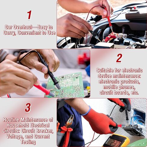 Professional Multimeter Test Leads Kit,Extra-Long Soft Silicone Meter Leads 1000V 20A, High Temperature, Freeze & Tear Resistant for Fluke, Klein,AstroAI, Interchangeable Hard & Soft Probe Tips in Kuwait