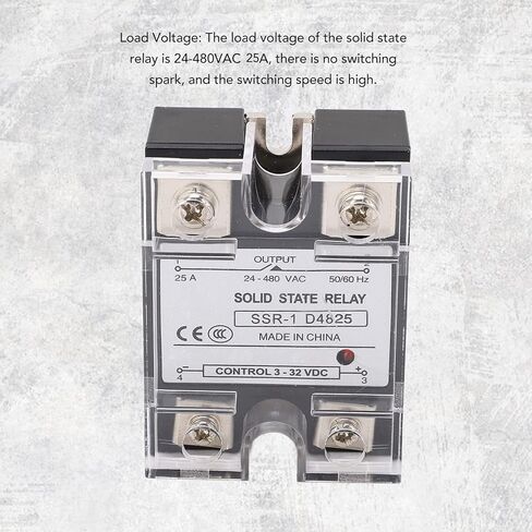 مرحل الحالة الصلبة، SSR 1 D4825 25A وحدة مرحل الحالة الصلبة، التحكم في التيار المستمر 24 480VAC DC AC مع غطاء بلاستيكي للأنظمة الصناعية in Saudi Arabia