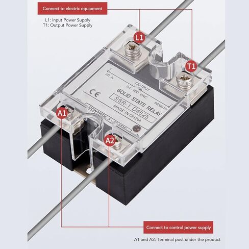 مرحل الحالة الصلبة، SSR 1 D4825 25A وحدة مرحل الحالة الصلبة، التحكم في التيار المستمر 24 480VAC DC AC مع غطاء بلاستيكي للأنظمة الصناعية in Saudi Arabia