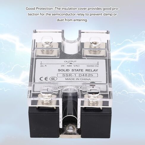 مرحل الحالة الصلبة، SSR 1 D4825 25A وحدة مرحل الحالة الصلبة، التحكم في التيار المستمر 24 480VAC DC AC مع غطاء بلاستيكي للأنظمة الصناعية in Saudi Arabia