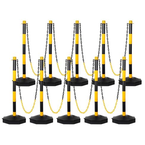 SHAREWIN 35" Parking Delineator Stanchion with Base - Post Traffic Cone, Reflective Collar Black, Yellow - Chain Barriers for Construction, Crowd Control, Events, Road Warning (6-Pack) in Kuwait