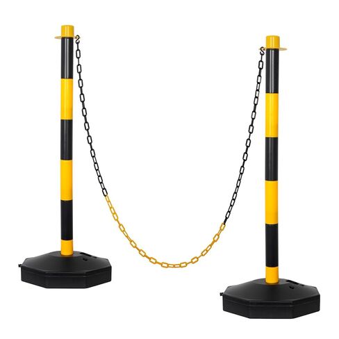 SHAREWIN 35" Parking Delineator Stanchion with Base - Post Traffic Cone, Reflective Collar Black, Yellow - Chain Barriers for Construction, Crowd Control, Events, Road Warning (6-Pack) in Saudi Arabia