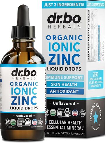 مكملات الزنك السائلة قطرات عضوية - قطرات مكملات الزنك السائلة الأيونية العضوية النقية للأطفال والكبار والنساء والرجال - نباتي، مكملات دعم مناعة الجلد للأطفال الصغار والبالغين والنساء والرجال 118 مل in Kuwait