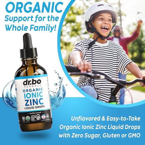 مكملات الزنك السائلة قطرات عضوية - قطرات مكملات الزنك السائلة الأيونية العضوية النقية للأطفال والكبار والنساء والرجال - نباتي، مكملات دعم مناعة الجلد للأطفال الصغار والبالغين والنساء والرجال 118 مل in Kuwait