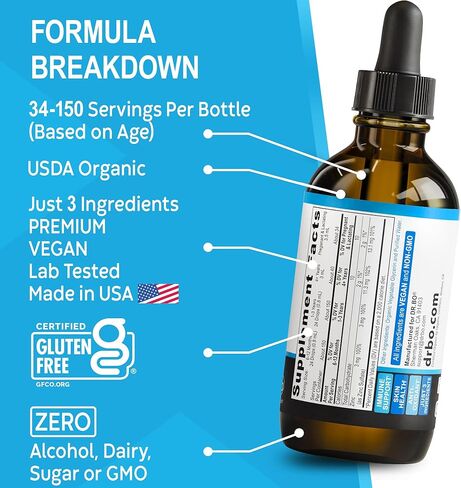 مكملات الزنك السائلة قطرات عضوية - قطرات مكملات الزنك السائلة الأيونية العضوية النقية للأطفال والكبار والنساء والرجال - نباتي، مكملات دعم مناعة الجلد للأطفال الصغار والبالغين والنساء والرجال 118 مل in Kuwait