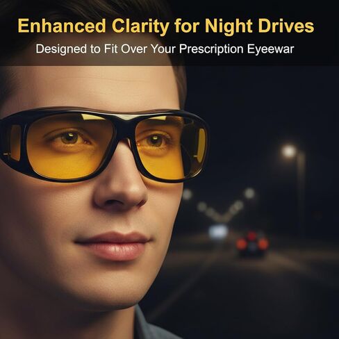 نظارات القيادة الليلية Drivesight - مستقطبة، مضادة للتوهج | يمكن ارتداؤها فوق النظارات الطبية، وهي مناسبة لكل من الرجال والنساء in Saudi Arabia