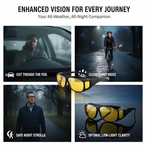نظارات القيادة الليلية Drivesight - مستقطبة، مضادة للتوهج | يمكن ارتداؤها فوق النظارات الطبية، وهي مناسبة لكل من الرجال والنساء in Saudi Arabia