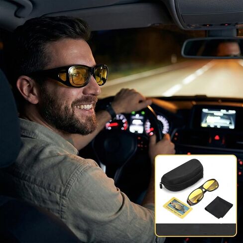 نظارات القيادة الليلية Drivesight - مستقطبة، مضادة للتوهج | يمكن ارتداؤها فوق النظارات الطبية، وهي مناسبة لكل من الرجال والنساء in Saudi Arabia