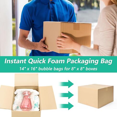 8 Pack Foam Bag for Shipping 14"x 16", Anglecai Expanding Foam Packaging Bag for Instant Quick Expanding Packaging Bags, Expandable Shipping Bags for Moving in Saudi Arabia