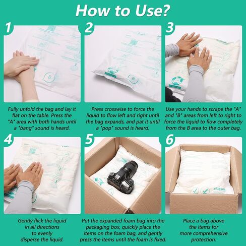 8 Pack Foam Bag for Shipping 14"x 16", Anglecai Expanding Foam Packaging Bag for Instant Quick Expanding Packaging Bags, Expandable Shipping Bags for Moving in Saudi Arabia