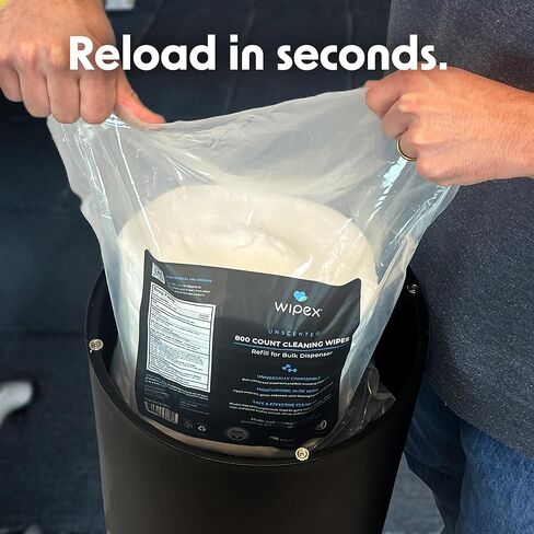 حزمة مناديل Wipex Gym: موزع مناديل أسود مع سلة المهملات - فولاذ مقاوم للصدأ متين، 4 × 800 قيراط مناديل معقمة لصالة الألعاب الرياضية لإعادة ملء المعدات لاستخدامها في المدرسة والمكتب وصالة الألعاب الرياضية والأماكن العامة in Kuwait