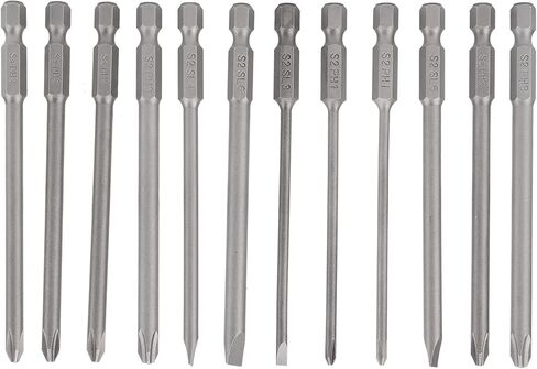 مفك بت مجموعة طويلة مفك بت 12 قطعة 100 مللي متر شقة ومتقاطعة نوع مفك مسامير بت مجموعات للمفك الكهربائي مفك البراغي اليدوي in Kuwait